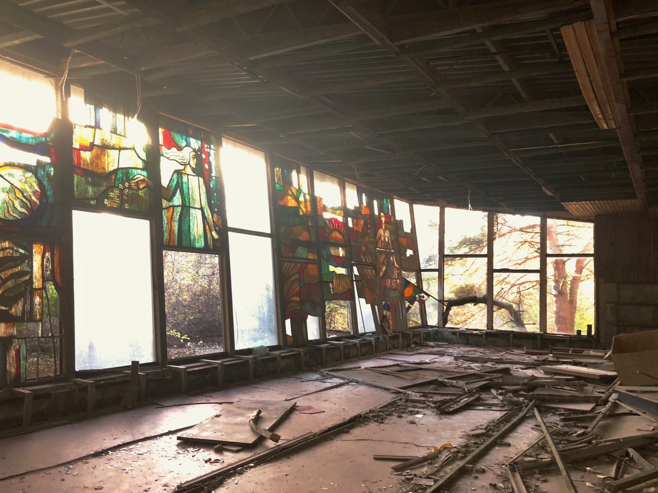 Glass mosaic at the lakeside cafe