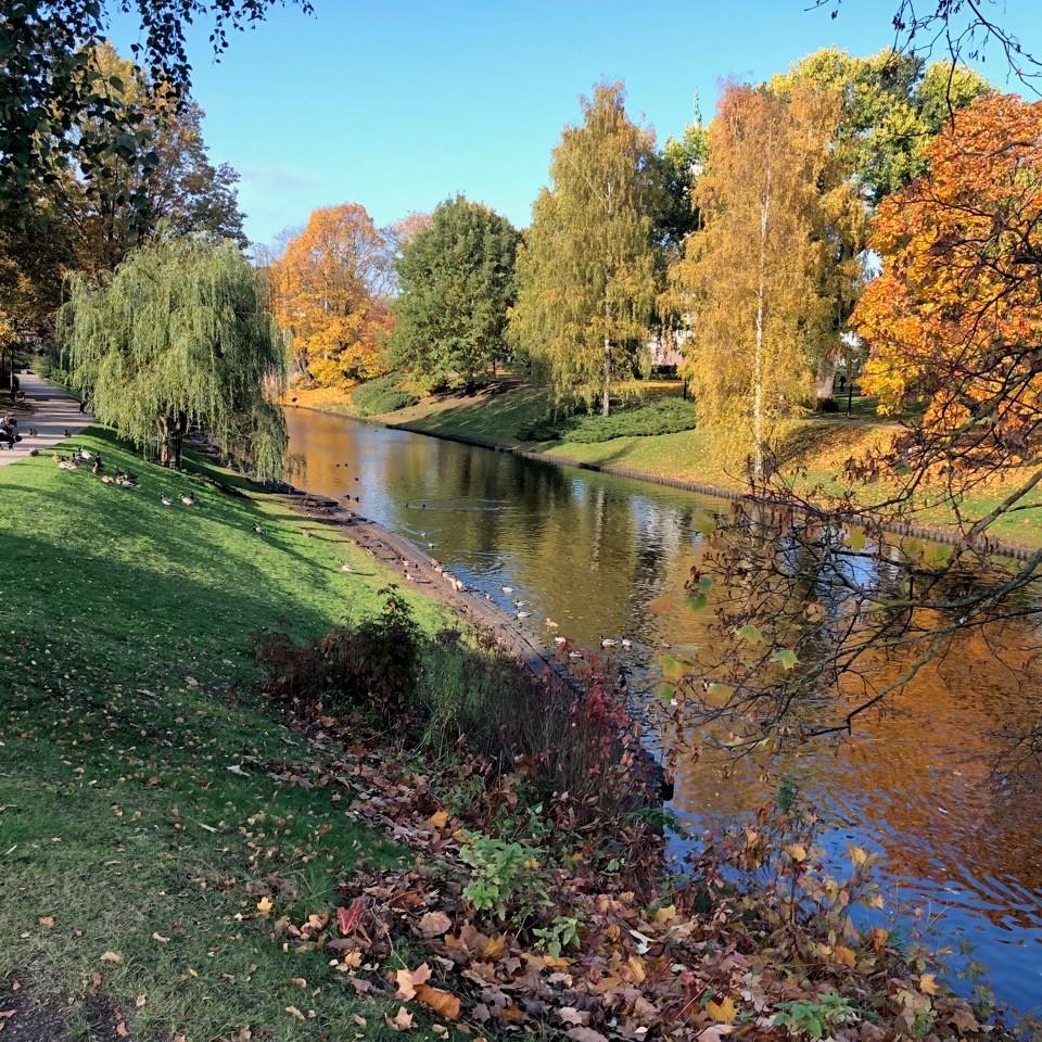 Canal park in the middle of the city