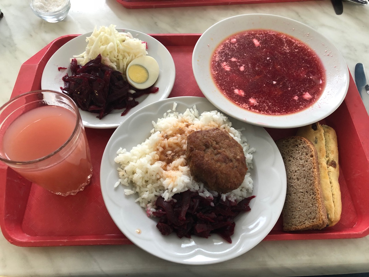 Lunch in the employee canteen at Chernobyl Nuclear Power Plant
