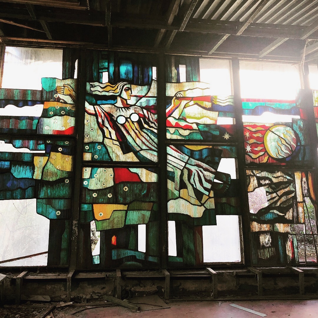 Glass mosaic at the lakeside cafe