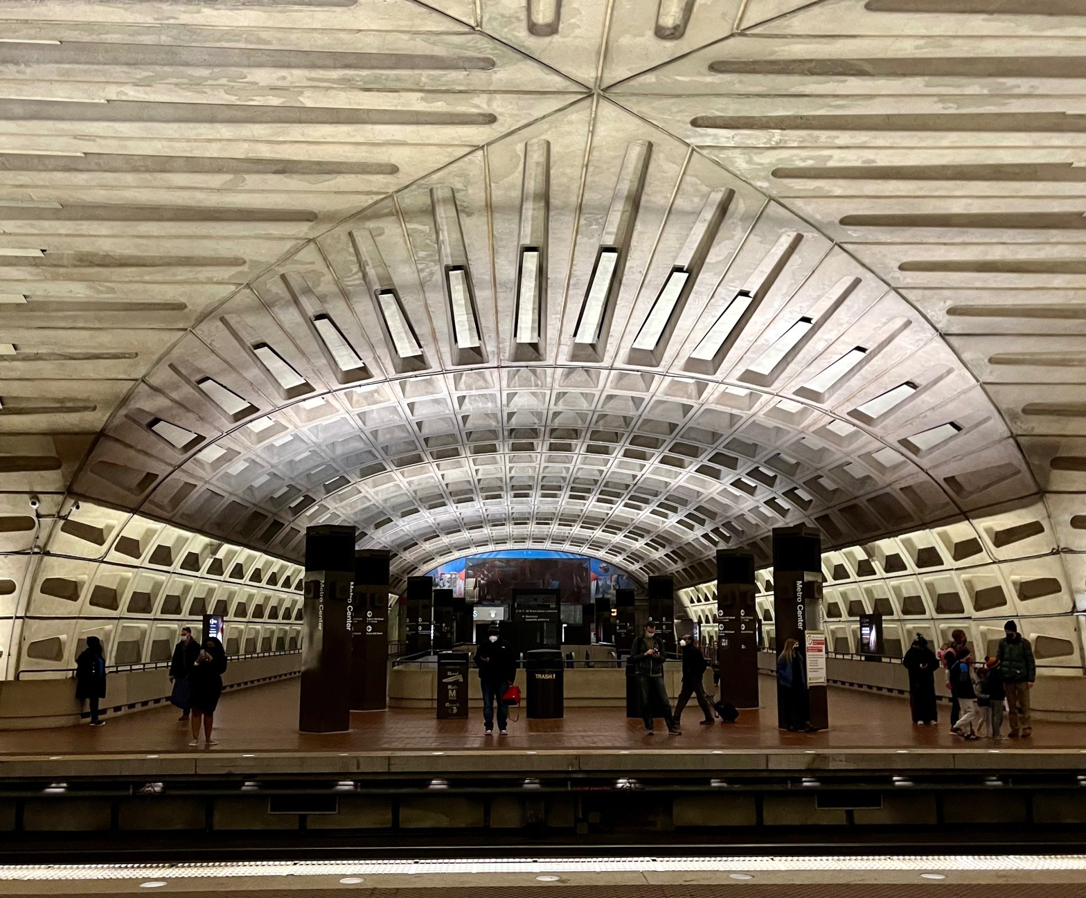 View of the train platforms at the Metro Center subway station in Washington, DC.